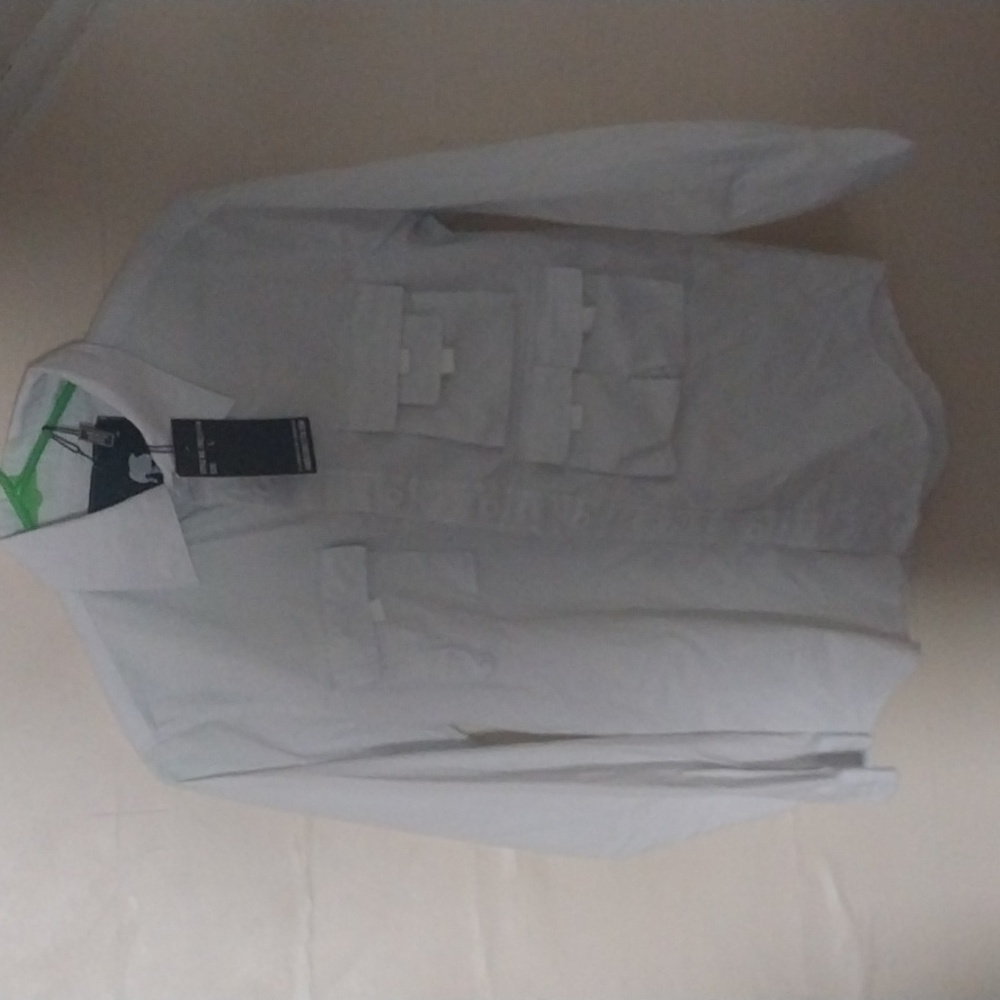 American Stitch White Button-Up Shirt with Pockets
